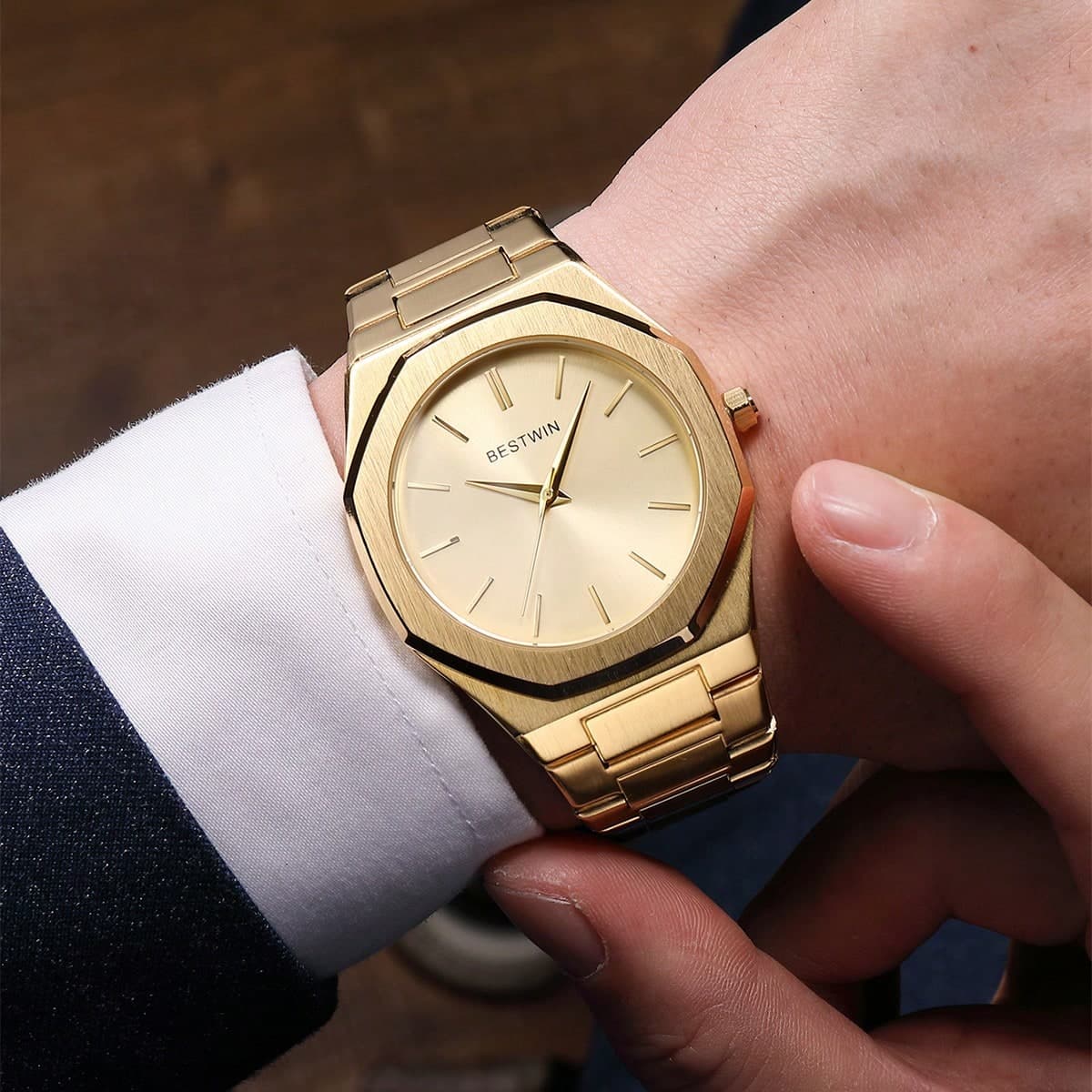 Montre Ã quartz pour homme Ã pointeur rond - Cadeau pour papa