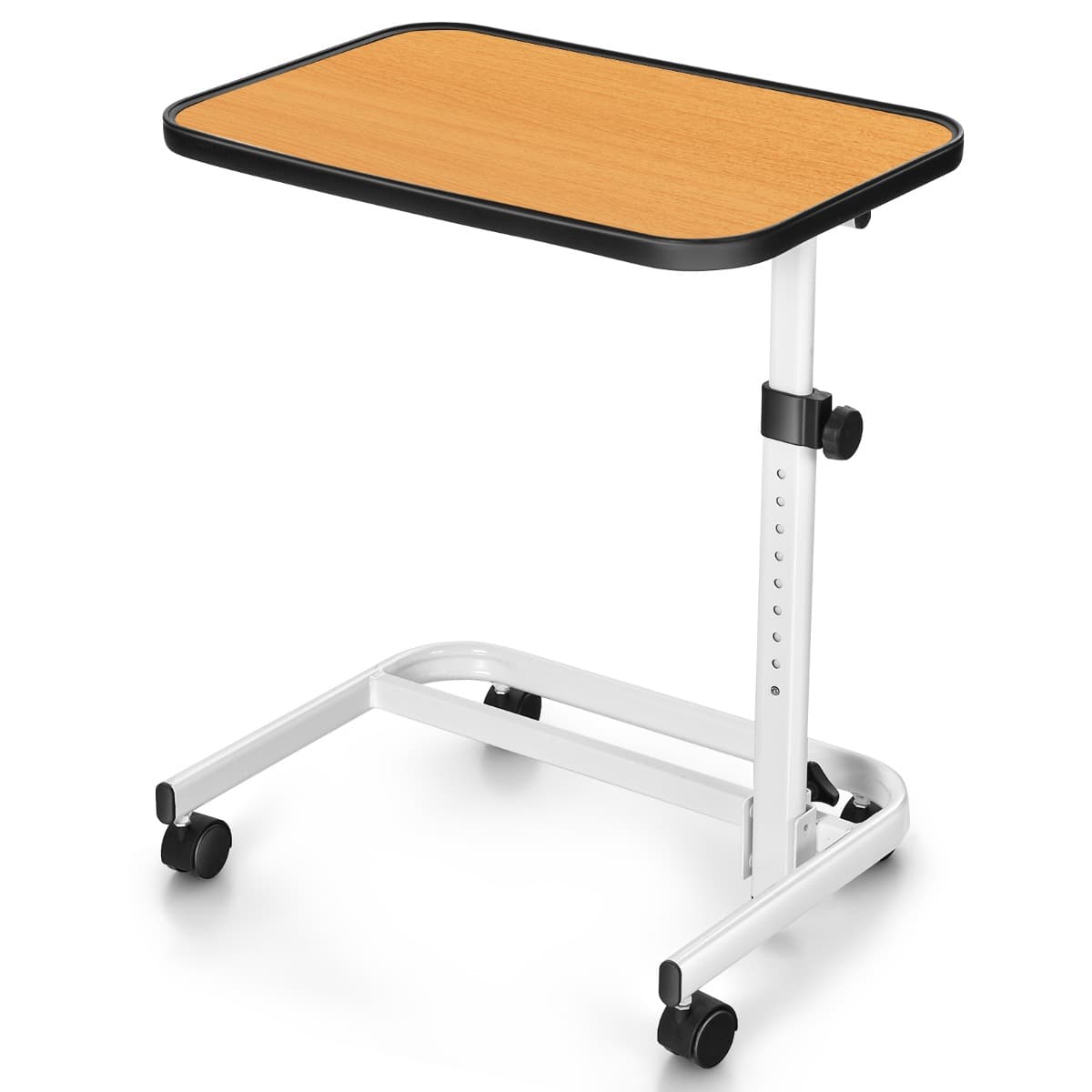 Table de Lit à Roulettes Verrouillables Plateau Inclinable 180° Support Stand Ordinateur Tablette Ré